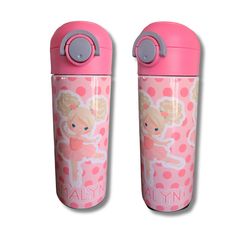 12 oz flip top water bottle with straw with ballerina girl themed image and pink polka dot background. Add your child's name and choose the ballerina girl image to be added to your water bottle for a personal touch! Ballerina girl options are shown in the 4th image. Insulated metal water bottle with plastic flip top lid and removable rubber bottom. Great for toddlers and young kids! No glitter, vinyl, or epoxy is used on this product. The image is printed permanently on the surface of the tumble Pink Polka Dot Background, Girls Stocking Stuffers, Dot Background, Metal Water Bottle, Polka Dot Background, Stocking Stuffers For Kids, Bottle Water, Glitter Tumblers, Ballerina Girl