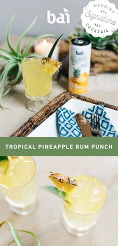 the tropical pineapple rum punch is ready to be served