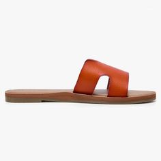 Nwt. Burnt Orange Brown Color Orange Flat Sandals For Spring, Adjustable Orange Sandals For Summer, Orange Slide Sandals For Summer, Casual Orange Slide Sandals, Adjustable Orange Sandals For Vacation, Orange Slide Sandals For Spring, Orange Flat Summer Sandals, Orange Slide Sandals For Beach, Orange Casual Sandals For Vacation