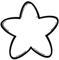 a black and white drawing of a starfish with an outline on the bottom corner