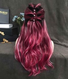 Red Hair With Pink Highlights, Pink And Red Hair, Draculaura Costume, Cute Hairstyles For Homecoming, Red Pink Hair, Beauty Hair Color, Hair Dyes, Dark Red Hair, Bright Red Hair