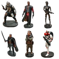 star wars action figures are shown in various poses