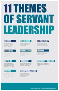 the 11 themes of servant's leadership info sheet for an upcoming conference