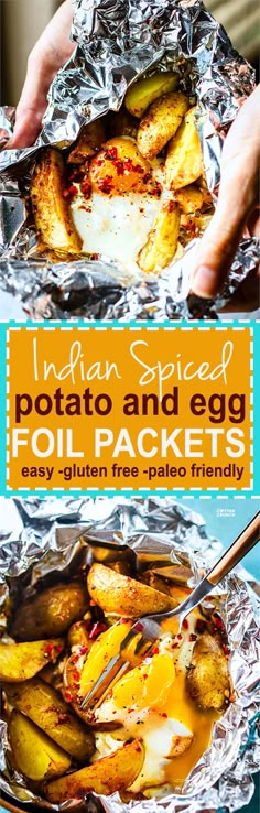 Indian Spiced Baked Potato and Egg Foil Packets {Gluten Free, Paleo Friendly} Cotter Crunch, Potatoes And Eggs, Foil Packet Potatoes, Eggs Recipes, Gf Breakfast, Foil Packet Meals, Camp Food, Diy Easy Recipes, Brunch Club