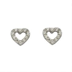 Ignite her radiance with our exquisite 18k Solid White Gold Open Zirconia Small Heart Covered screwback Earrings. Measuring 0.17 x 0.19 inch (4.3 x 4.9 mm) with an 8mm post, these earrings are meticulously crafted for newborns up to 7 years old. Made from hypoallergenic 18k gold, they are free from nickel and lead with rhodium, ensuring a safe and comfortable fit. The covered screwback adds an extra layer of protection and sophistication. Each pair comes beautifully presented in an Amalia box an Mens Silver Jewelry, Crawlers Earrings, Baby Earrings, Heart Shaped Earrings, Kids Necklace, Anklet Bracelet, Small Heart, Cuff Earrings, Screw Back Earrings