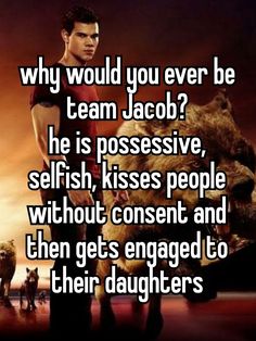 a man standing in front of a lion with the caption why would you ever be team jaco? he is possibly selfish