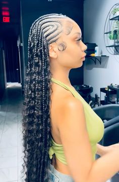 Bohemian braids <3 Bohemian Scalp Braids, Cornrows With Bohemian Braids, Bohemian Braids Styles, Feed In Braids Boho, Boho Braids Mid Back, Tribals With Knotless Braids Bohemian, Feed In Boho Braids, Cornrow Boho Braids, Bohemian Braid Styles