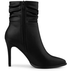 These slouches decor stiletto high-heel ankle boots are the perfect blend of cute and functional, high heels that instantly elongate your frame, and look great on everyone. Slouched Ankle Boots; Pointed Toe; Side Zip; Vamp: PU; Outsole: Rubber; Heel: ABS; Heel Height: 3 8/9 inches; Shaft Height: 5 1/2 inches. Please check your size to make sure the item fits before ordering. High Heel Mid-calf Boots With Padded Heel, High Heel Mid-calf Boots For Night Out, Chic High Heel Mid-calf Boots With Padded Ankle, Elegant Ankle-high Heels With Zipper Closure, High Heel Heeled Boots With Padded Ankle For Parties, High Heel Boots With Padded Ankle For Party, High Heeled Boots With Padded Ankle For Party, Elegant High Heel Mid-calf Boots With Padded Ankle, Elegant High Heel Mid-calf Faux Leather Boots