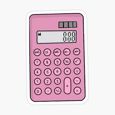 a pink calculator sticker on a white background