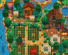 stardew valley meadowland farm layout Stardew Valley Natural Farm, Stardew Valley Movie Theater Guide, Stardew Farm Aesthetic, Mill Stardew Valley, Stardew Valley Immersive Farm Layout, Meadowland Farm Stardew, Meadowlands Farm Stardew Valley Design, Museum Stardew Valley, Beehive Stardew Valley