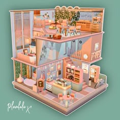 an image of a doll house with furniture