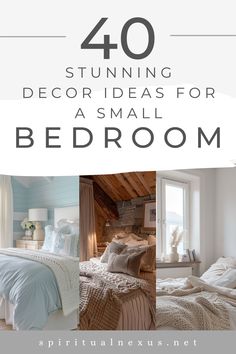 a bedroom with white walls and wood floors is featured in the article, 40 stunning decor ideas for a small bedroom