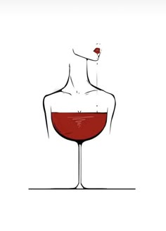 a drawing of a woman sitting in a wine glass with her hand on her hips