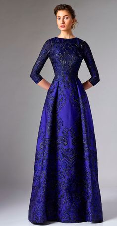 Blue Evening Gowns, Evening Gowns With Sleeves, Lace Evening Gowns, Fashion Gowns, Sequence Work, Gorgeous Gowns, Beautiful Gowns, Couture Dresses