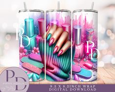 this is an image of a set of three cans with nail polishes on them