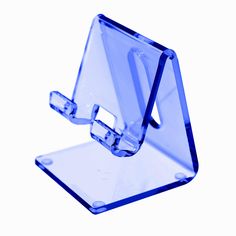 a blue glass holder on a white background