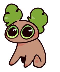 an image of a cartoon animal with big eyes and green hair on it's head