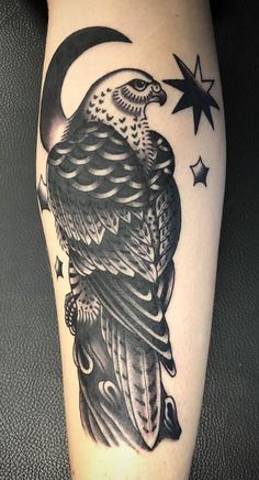 an owl sitting on the moon with stars around it