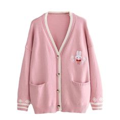 New Japanese Cute Rabbit Embroidered Cardigan Sweater Junior S Please Check Measurements, Fits Like A Junior Small. It Is Tagged As One Size Cotton Machine Wash, Hand Wash Only Button Weave Type Knit About This Item Material: This Kawaii Rabbit Cardigan Is Made Of High Quality Fabric, Soft, Skin-Friendly, Lightweight, Casual And Comfortable To Wear. Features: Color Block, Cute Rabbit Embroiery, Button Down, Floral Print, Two Front Pockets, V Neck Knit Cardigan For Women/Juniors/Teen Girls. Occas School Cosplay, Kawaii Rabbit, Bunny Embroidery, Embroidered Cardigan, Preppy Look, Pink Cardigan, Mori Girl, V Neck Cardigan, Cute Sweaters