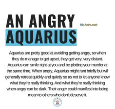 an angry aquarius poem is shown in blue and black