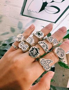 Available on our website Rings Aesthetic Silver, Eccentric Jewelry, Capricorn Ring, Silver Packaging, Rings Aesthetic, Zodiac Rings, Brighton Uk, Ring Collection, Classy Jewelry