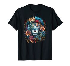 PRICES MAY VARY. A cool, colorful lion. Majestic and adamant. So the zodiac signs are lions. For the Day of the Dead. Show that you are the king with this lovely outfit. The lion is the king of animals in Africa. Lightweight, Classic fit, Double-needle sleeve and bottom hem Animals In Africa, Lion T Shirt, Lion Africa, Africa Day, The Day Of The Dead, The Zodiac Signs, The Lion, Day Of The Dead, The Dead