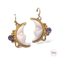 Introducing the **Moon Blessings Amethyst Earrings 🌙**—an exquisite pair of earrings designed to capture the essence of celestial beauty and spiritual harmony. These stunning gold filigree earrings feature a delicate white jade crescent moon face, symbolizing serenity and wisdom, paired with a radiant amethyst crystal known for its calming and healing properties. Perfect for any occasion, these earrings blend elegance with a touch of mysticism, making them a must-have accessory for those who lo