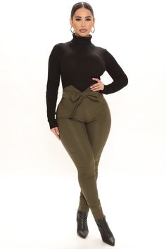 Knot Your Girl Pants - Olive | Fashion Nova, Pants | Fashion Nova Black Gladiator Heels, Classy Fall Outfits, Stephanie Rao, Olive Fashion, Classy Outfits For Women, Gladiator Heels, Classy Casual Outfits, Classy Casual, Tie Bow