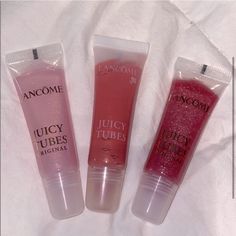 Lancme Bundle 3 Juicy Tubes Colors In.... Marshmallow Coral Rush Magic Spell Never Used Brand New Lancome Lip Gloss, Lancome Lipgloss, Lancome Juicy Tubes, Altoid Wallet, Juicy Tubes, Ni Idea, Lancome Makeup, Hairdo For Long Hair