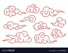 the chinese clouds are drawn in red ink