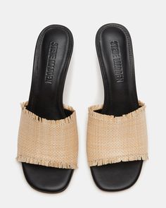 The CRESCENT square toe mule heel combines style and comfort in one elegant design. Made with raffia for a unique and luxurious touch, this heel is perfect for any occasion. Its square toe offers a classic look, while the mule design provides easy slip-on access. Elevate your wardrobe with this must-have shoe. 3.25 inch heel height Synthetic raffia upper material Synthetic lining Synthetic sock Synthetic sole Imported Crescent Squares, Mule Heel, Women's Heels, Spring Tops, Spring Looks, Sweaters Knitwear, Tank Top Cami, Womens Heels, Fun Bags