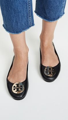 Tory Burch Minnie Travel Ballet Flats | SHOPBOP Tory Burch Flats Outfit, Miller Sandals Tory Burch, Gold Shoes Flats, Tory Burch Ballet Flats, Master Board, Tory Burch Shoes Flats, Miller Sandal, Flats Outfit, Sandals Outfit