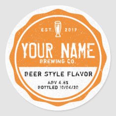 an orange beer label with the words your name on it