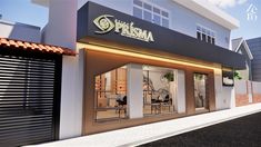 an image of a store front with the words prisma on it's side