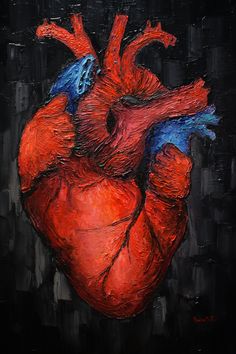 a painting of a heart on a easel