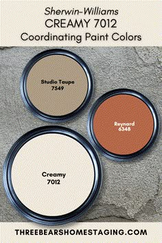 three different shades of cream and brown paint