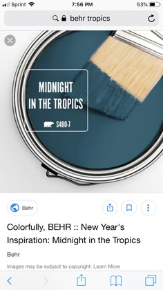 a blue paint can with the words midnight in the tropics written on it