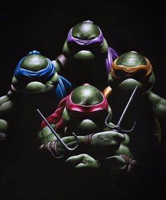 an image of teenage mutant turtles on display