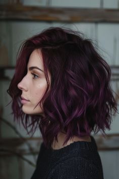 The Hottest Shades of Burgundy Hair Color for 2024 - Flo's Blog Burgundy Colored Hair, Mulberry Balayage Hair, Jewel Tone Hair Color Dark, Auburn Purple Hair Color, Purple Undertones In Brown Hair, Moody Hair Color, Black Raspberry Hair Color, Dark Berry Hair, Brown Hair Colored Highlights