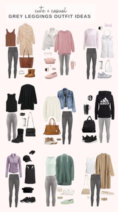 Black Leggings Styling, Gray Jeggings Outfit Work, Mummy Outfits Casual, Gray Legging Outfit, Casual Shopping Day Outfit, Colourful Legging Outfits, Shoes That Go With Leggings, Gray Leggings Outfit Fall, Spring Outfit With Leggings