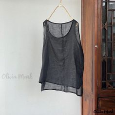 Olivia Mark - Classic Literary Sleeveless Cotton Linen Tank Top in Various Colors Harem Pants Jumpsuit, Silk Dress Short, Linen Tank Top, Linen Tank, Summer Swim Suits, Linen Top, Vintage Summer, Summer Maxi Dress, Sweater Accessories