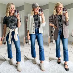 Tshirt Work Outfit, Mom Capsule Wardrobe, Cropped Jeans Outfit, Fall Packing, Thrifty Fashion, 60 Outfits, Casual Mom Style, Capsule Wardrobe Women, Mom Fall