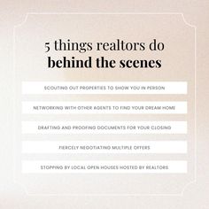 the 5 things realtors do to behind the scenes info sheet on how to use them