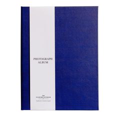 a blue and white book with the words photography album on it