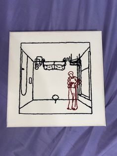 a drawing of two people in a bathroom