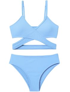 Criss Cross Bathing Suit, Junior Swimsuits, Pool Vacation, Solid Color Bikinis, Cute Bathing Suits