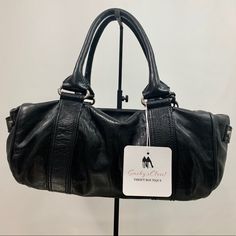 Balenciaga Vintage Leather Handbag Designer Soft Leather Satchel For Daily Use, Designer Soft Leather Satchel For Everyday, Designer Textured Leather Satchel For Everyday Use, Designer Black Hobo Bag For Everyday, Designer Hobo Bag With Silver-tone Hardware For Everyday, Everyday Black Satchel With Silver-tone Hardware, Vintage Leather Handbag, Balenciaga Black, Vintage Leather