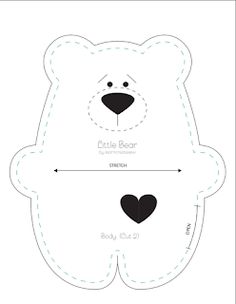 a paper cut out of a teddy bear's face with the measurements for it