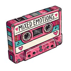 a pink cassette with the words mixed emotions written on it