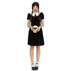 Buy Costumes Gothic Girl Costume for Adults sold at Party Expert Hallow Costumes, Wednesday Addams Costume, Family Cosplay, Addams Family Costumes, Gothic Costume, Plus Size Costume, Bride Costume, Gothic Girl, Fun World